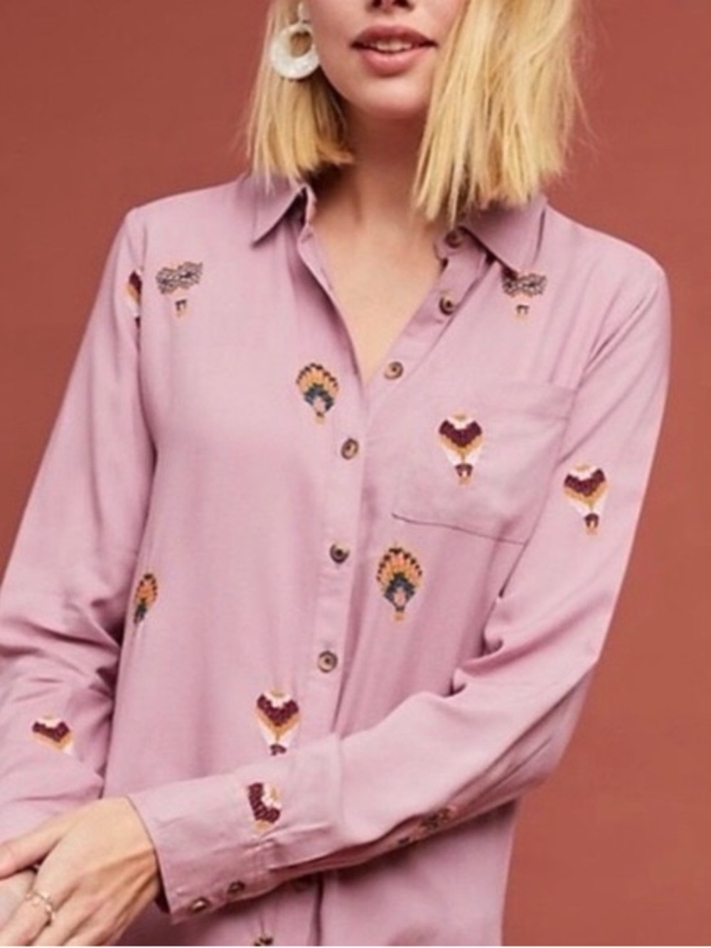 Anthropologie County Faie Blouse Shirt Top Hot Air Balloons 6